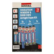 Soudal Air Tight Foam Kit - 5 Foam, Gun and Cleaner