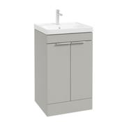 STOCKHOLM Floorstanding 50cm Two Door Unit -Brushed Chrome Handles - Matt Artic Grey