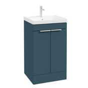STOCKHOLM Floorstanding 50cm Two Door Unit -Brushed Chrome Handles - Matt Ocean Blue