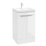STOCKHOLM Floorstanding 50cm Two Door Unit -Brushed Chrome Handles - Gloss White