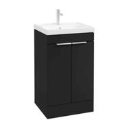 STOCKHOLM Floorstanding 50cm Two Door Unit -Brushed Chrome Handles - Matt Black