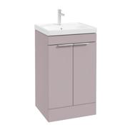 STOCKHOLM Floorstanding 50cm Two Door Unit -Brushed Chrome Handles - Matt Cashmere Pink