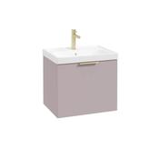 STOCKHOLM Wall Hung 50cm Single Drawer Vanity Unit-Cashmere Pink Matt-Brushed Gold Handle