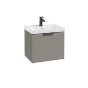 STOCKHOLM Wall Hung 50cm Single Drawer Vanity Unit-Khaki Matt-Matt Black Handle