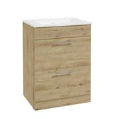 Strata Floorstanding Vanity Unit and Basin-60cm-Oak-2 Drawer Vanity Unit