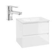 Wall Hung Two Drawer Vanity Unit and Tap Bundle-60cm-Gloss White image