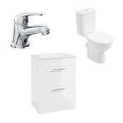 Strata Floorstanding 2 Drawer Vanity Unit with Tap &amp; WC Bundle-60cm-Gloss White image