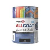 Zinsser AllCoat Exterior Satin mould resistant paint for all surfaces - Black, 1 Litre