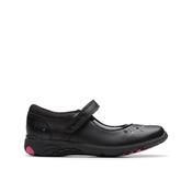 Clark's Relda Wish K Girls School Shoes - Black Leather