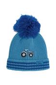 Little Lighthouse Boys Bobbie Hat - Blue Tractor Print image