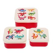 Dinos Set of 3 Snack Boxes - Red / White