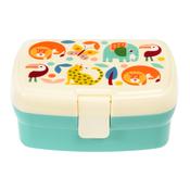 Cute Safari Lunch Box With Tray - Turquoise / White image