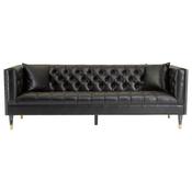 Raven Black Faux Leather 3 Seat Sofa image