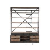 Cabinet with Ladder - Metal &amp;amp; Natural Brown