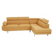 Large Ochre Linen Corner Sofa image