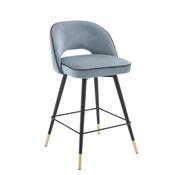 Counter Stool Cliff -  Savona Blue Velvet/Black &amp;amp; Brass Finish Swivel Base