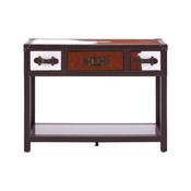 Nevada Console Table With Shelf (Brown &amp;amp; White Cowhide) image
