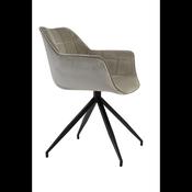 Joely Light Grey Velvet Dining Chair - Black Leg image