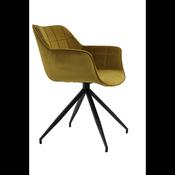 Joely Ochre Velvet Dining Chair - Black Leg image