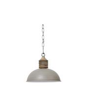 Grey Hanging Lamp with Wood Top image
