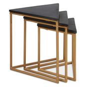 Vestal Set of 3 Triangle Black Marble/Matt Gold Tables