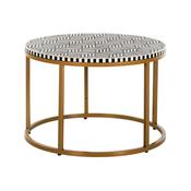 Round Coffee Table Inlaid Bone with Antique Gold Frame (70cm) - Belle Range image