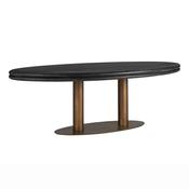 Oak Oval Dining Table with Antique Gold Pedestal 235cm - Macy image