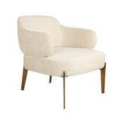 Occasional Chair with Antique Gold Legs in White Chenille - Estella image