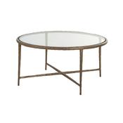 Glass Coffee Table with Antique Gold Distressed Legs - Fern Range image