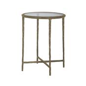 Glass End Table with Antique Gold Distressed Legs - Fern Range image