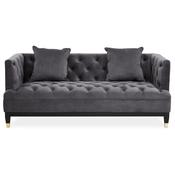 2 Seater Grey Fabric Sofa with Wooden/Gold Capped Legs - Shira Range image