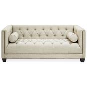2 Seater Stone Fabric Sofa with Dark Wooden Feet - Suri Range image