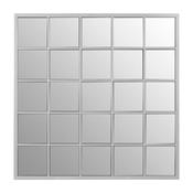 Silver Finish Grid Design Wall Mirror image