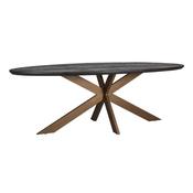 Blackbone Oval Dining Table 260cm Black Stained Oak - Brass Legs image