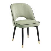 Dining Chair - Savona Pistache Green Velvet/Black &amp;amp; Brass Legs