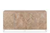Ziggy Herringbone Weathered Natural Wood 4 Door Sideboard image