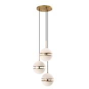 Hanging Lamp Spiridon Triple- Antique Brass Finish and White Glass image