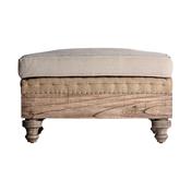 Footstool - Mango Wood &amp;amp; Cream Fabric