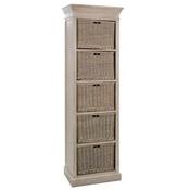 Maine Distressed Natural Wood 5 Drawer Cabinet image