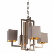 Lauren Chandelier  - Antique Brass with Cognac Shades
