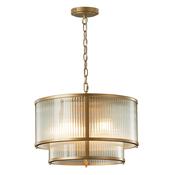 Carmen Ribbon Glass Pendant (Double Drum) Brass