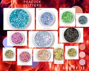 PEACOCK set of 12 glitters