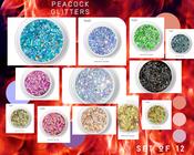 PEACOCK set of 12 glitters