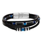 Gents Steelwear Stainless Steel Sidney Multi Leather &amp; Blue Bracelet