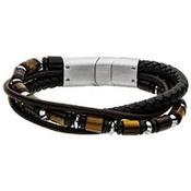 Gents Steelwear Stainless Steel Las Vegas Multi Leather &amp; Bead Bracelet