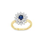 9ct Yellow Gold Oval Cultured Sapphire and Cultured Diamond Cluster Ring 1.00ct image