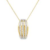 9ct Yellow Gold Triple Bar Diamond Pendant .15ct