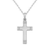 Sterling Silver Cross With Patterned Edge 25mm X 16mm