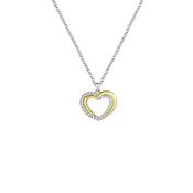 Sterling Silver Gold Plated CZ Double Heart Pendant