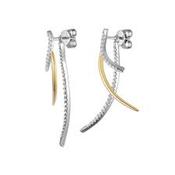 Sterling Silver CZ Gold Plated Curve Three Line Earrings image